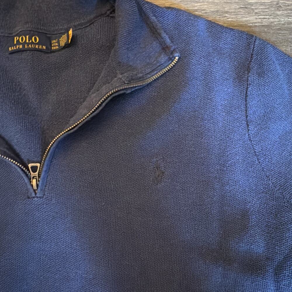 Polo Ralph Lauren Sweater Size 2XLT Tall Navy Blue E Half Zip Blue Pony - Picture 3 of 9